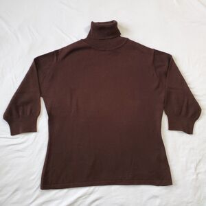 Y2K Harold's Merino Wool Blend 1/2 Sleeve Turtleneck Sweater ~ BROWN ~ L